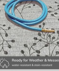 Well Woven Sprite Floral Indoor Outdoor Grey Ivory Flatweave Rug