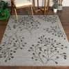 Well Woven Sprite Floral Indoor Outdoor Grey Ivory Flatweave Rug