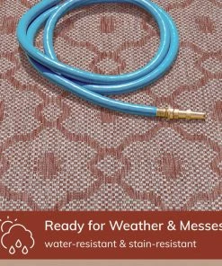 Well Woven Sol Lattice Trellis Indoor Outdoor Coral Flatweave Rug