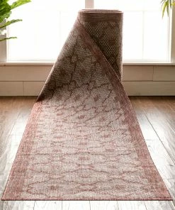 Well Woven Moroccan Sol Custom Size Indoor/Outdoor Runner Lattice Trellis Coral 31 Inch Width X Choose Your Length Hallway Flat-Weave Runner Rug