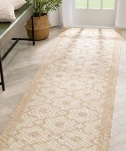 Well Woven Sol Nordic Lattice Trellis Indoor Outdoor Beige Flatweave Rug