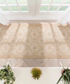 Well Woven Sol Nordic Lattice Trellis Indoor Outdoor Beige Flatweave Rug