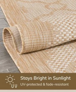 Well Woven Sol Nordic Lattice Trellis Indoor Outdoor Beige Flatweave Rug