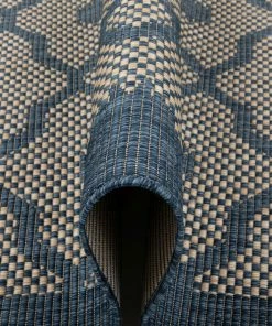 Well Woven Sol Lattice Trellis Indoor Outdoor Blue Flatweave Rug