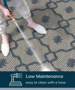 Well Woven Sol Lattice Trellis Indoor Outdoor Blue Flatweave Rug