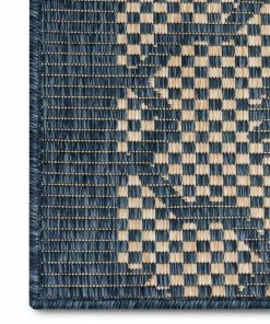 Well Woven Sol Custom Size Indoor/Outdoor Runner Lattice Trellis Blue 31 Inch Width X Choose Your Length Hallway Flat-Weave Runner Rug Moroccan