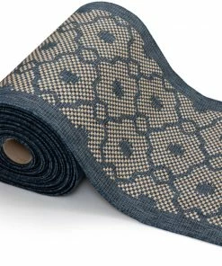 Well Woven Sol Custom Size Indoor/Outdoor Runner Lattice Trellis Blue 31 Inch Width X Choose Your Length Hallway Flat-Weave Runner Rug Moroccan