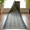 Well Woven Sol Custom Size Indoor/Outdoor Runner Lattice Trellis Blue 31 Inch Width X Choose Your Length Hallway Flat-Weave Runner Rug Moroccan