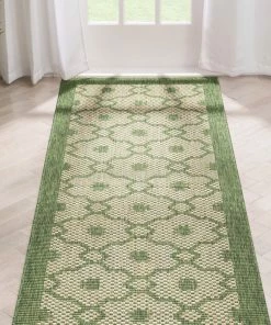 Well Woven Sol Lattice Trellis Indoor Outdoor Green Flatweave Rug