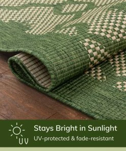 Well Woven Sol Lattice Trellis Indoor Outdoor Green Flatweave Rug