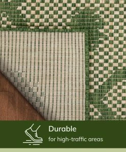 Well Woven Sol Lattice Trellis Indoor Outdoor Green Flatweave Rug