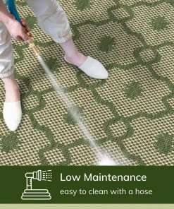 Well Woven Sol Lattice Trellis Indoor Outdoor Green Flatweave Rug