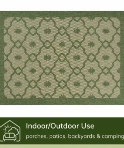 Well Woven Sol Lattice Trellis Indoor Outdoor Green Flatweave Rug
