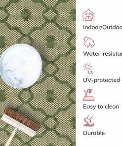 Well Woven Sol Lattice Trellis Indoor Outdoor Green Flatweave Rug