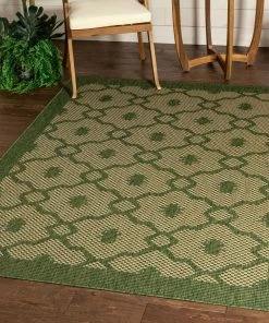 Well Woven Sol Lattice Trellis Indoor Outdoor Green Flatweave Rug