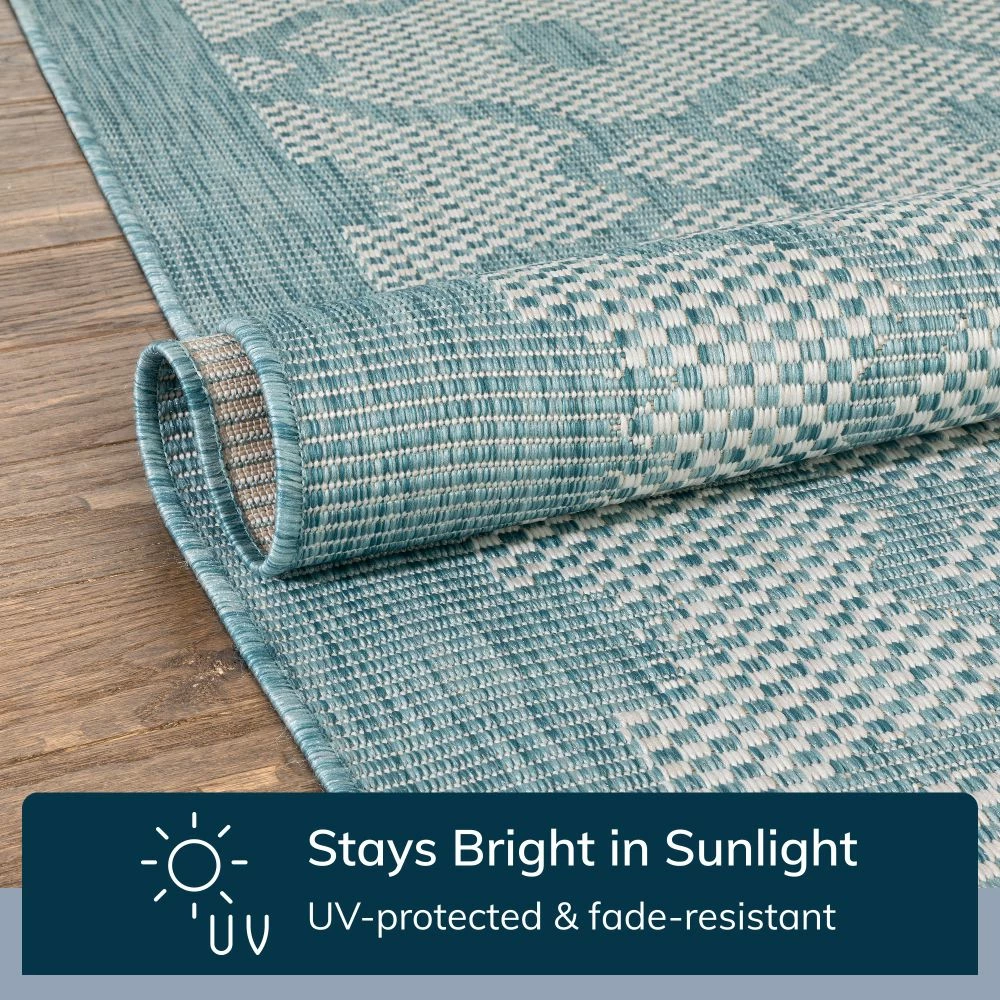 Well Woven Sol Nordic Lattice Trellis Indoor Outdoor Light Blue Flatweave Rug 5 Well Woven Sol Nordic Lattice Trellis Indoor Outdoor Light Blue Flatweave Rug