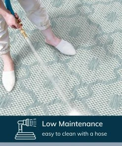 Well Woven Sol Nordic Lattice Trellis Indoor Outdoor Light Blue Flatweave Rug