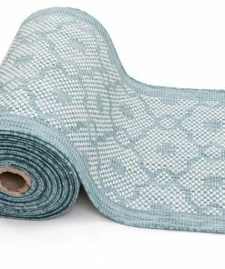 Well Woven Custom Size Runner Sol Nordic Geometric Pattern Light Blue Choose Your Width X Choose Your Length Hallway Indoor/Outdoor Runner Rug