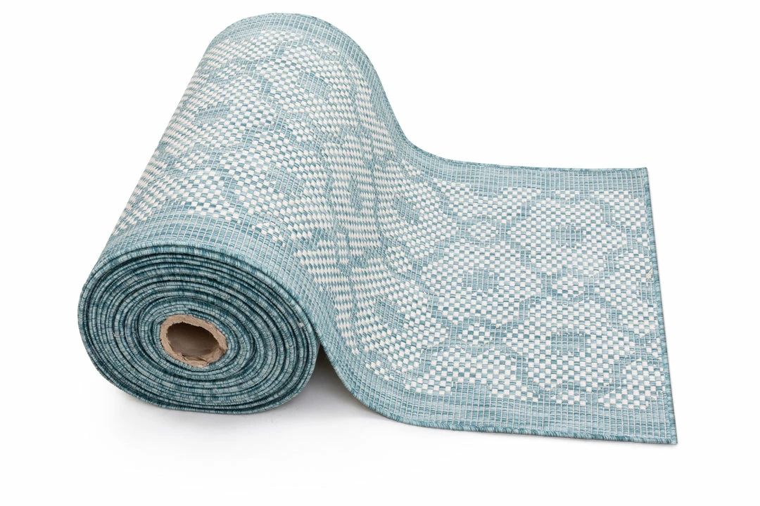 Well Woven Custom Size Runner Sol Nordic Geometric Pattern Light Blue Choose Your Width X Choose Your Length Hallway Indoor/Outdoor Runner Rug 2 Well Woven Custom Size Runner Sol Nordic Geometric Pattern Light Blue Choose Your Width X Choose Your Length Hallway Indoor/Outdoor Runner Rug