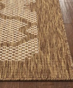 Well Woven Sol Lattice Trellis Indoor Outdoor Brown Flatweave Rug