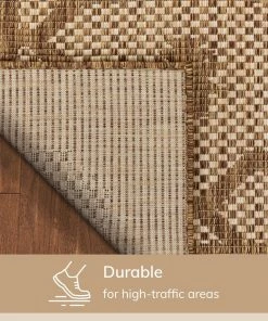 Well Woven Sol Lattice Trellis Indoor Outdoor Brown Flatweave Rug