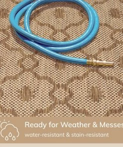 Well Woven Sol Lattice Trellis Indoor Outdoor Brown Flatweave Rug