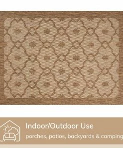 Well Woven Sol Lattice Trellis Indoor Outdoor Brown Flatweave Rug