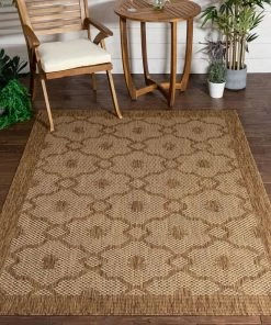 Well Woven Sol Lattice Trellis Indoor Outdoor Brown Flatweave Rug