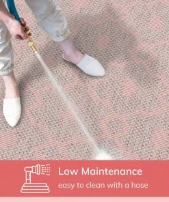 Well Woven Sol Lattice Trellis Indoor Outdoor Blush Flatweave Rug