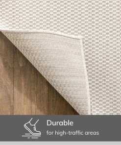 Well Woven Leif Nordic Geometric Pattern Indoor Outdoor Ivory Flatweave Rug