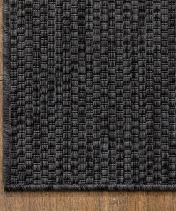Well Woven Leif Nordic Geometric Pattern Indoor Outdoor Anthracite Flatweave Rug