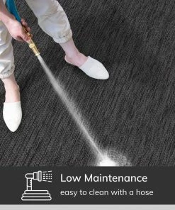 Well Woven Leif Nordic Geometric Pattern Indoor Outdoor Anthracite Flatweave Rug