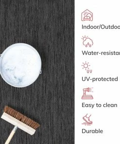 Well Woven Leif Nordic Geometric Pattern Indoor Outdoor Anthracite Flatweave Rug