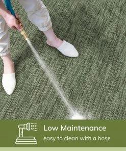 Well Woven Leif Nordic Geometric Pattern Indoor Outdoor Green Flatweave Rug