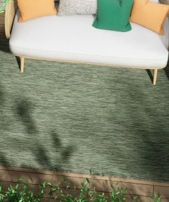 Well Woven Leif Nordic Geometric Pattern Indoor Outdoor Green Flatweave Rug