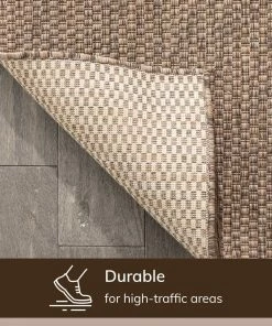 Well Woven Leif Nordic Geometric Pattern Indoor Outdoor Taupe Flatweave Rug