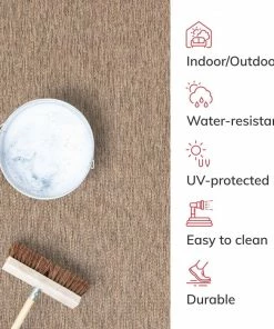 Well Woven Leif Nordic Geometric Pattern Indoor Outdoor Taupe Flatweave Rug