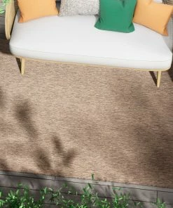 Well Woven Leif Nordic Geometric Pattern Indoor Outdoor Taupe Flatweave Rug