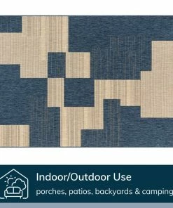 Well Woven Thor Geometric Indoor Outdoor Blue Flatweave Rug