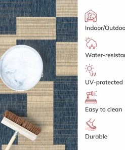 Well Woven Thor Geometric Indoor Outdoor Blue Flatweave Rug