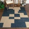 Well Woven Thor Geometric Indoor Outdoor Blue Flatweave Rug