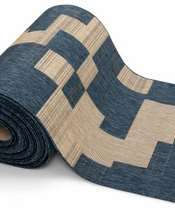 Well Woven Thor Custom Size Indoor/Outdoor Runner Geometric Blue 31 Inch Width X Choose Your Length Hallway Flat-Weave Runner Rug