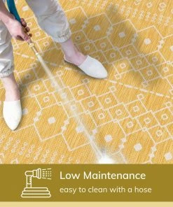 Well Woven Nord Moroccan Tribal Indoor Outdoor Yellow Flatweave Rug