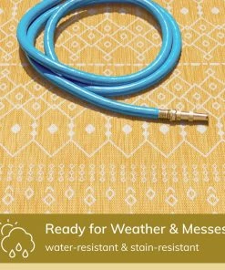 Well Woven Nord Moroccan Tribal Indoor Outdoor Yellow Flatweave Rug