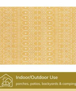 Well Woven Nord Moroccan Tribal Indoor Outdoor Yellow Flatweave Rug