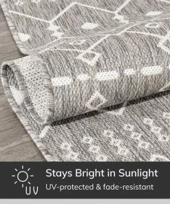 Well Woven Global Nord Moroccan Tribal Indoor Outdoor Light Grey Flatweave Rug