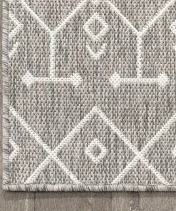 Well Woven Global Nord Moroccan Tribal Indoor Outdoor Light Grey Flatweave Rug