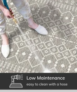 Well Woven Global Nord Moroccan Tribal Indoor Outdoor Light Grey Flatweave Rug