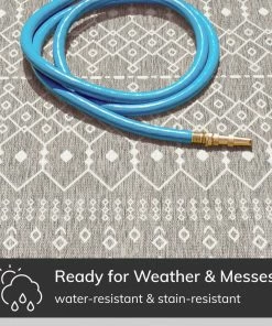 Well Woven Global Nord Moroccan Tribal Indoor Outdoor Light Grey Flatweave Rug