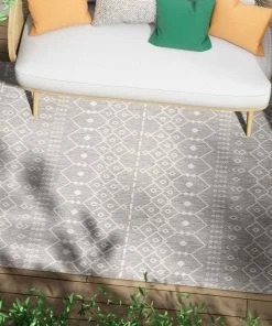 Well Woven Global Nord Moroccan Tribal Indoor Outdoor Light Grey Flatweave Rug